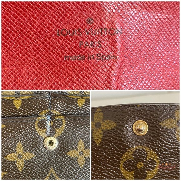 Authentic Louis Vuitton Monogram Canvas Leather Red Emilie Long Wallet CA2140 - Picture 8 of 12